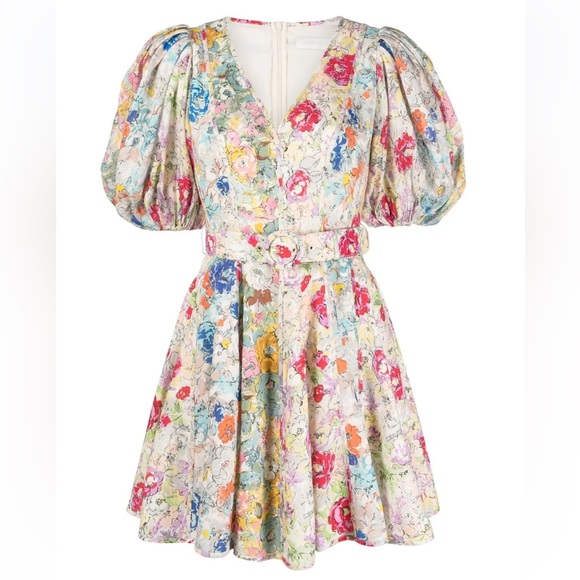 Zimmermann clover panelled mini dress New! size 4 including the belt - Picture 1 of 16